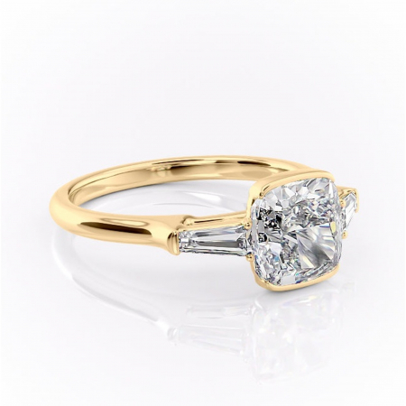 Pernă - Inel de logodnă Lunaria din aur Galben 18kt cu moissanite tăietură pernă – Solitar rafinată pentru profil înalt | Personalizează și configurează gratuit online