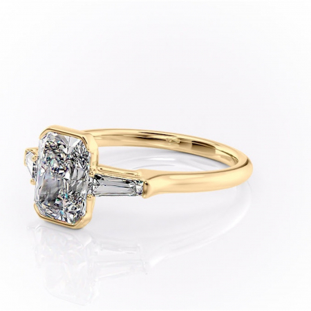 Inel de logodnă Lunaria din aur Galben 18kt cu moissanite tăietură radiantă – Solitar rafinată pentru profil înalt | Personalizează și configurează gratuit online [6]