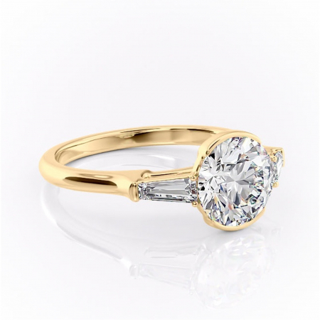 Aur galben - Inel de logodnă Lunaria din aur Galben 14kt cu moissanite tăietură rotundă – Solitar rafinată pentru profil înalt | Personalizează și configurează gratuit online