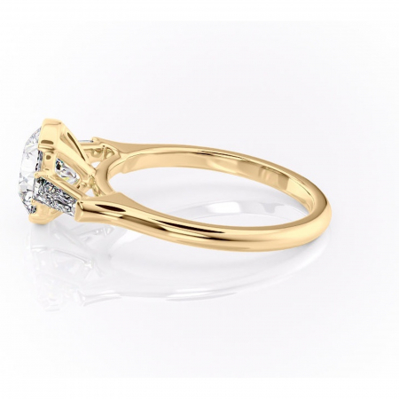 Inel de logodnă Lunaria din aur Galben 14kt cu moissanite tăietură rotundă – Solitar rafinată pentru profil înalt | Personalizează și configurează gratuit online [5]