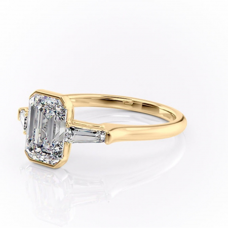 Inel de logodnă Lunaria din aur Galben 14kt cu moissanite tăietură smarald – Solitar rafinată pentru profil înalt | Personalizează și configurează gratuit online [6]