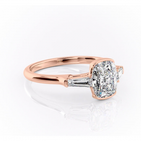 Pernă alungită - Inel de logodnă Lunaria din aur Rose 14kt cu moissanite tăietură pernă – Solitar rafinată pentru profil înalt | Personalizează și configurează gratuit online