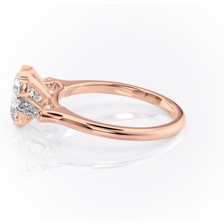 Inel de logodnă Lunaria din aur Rose 14kt cu moissanite tăietură pernă – Solitar rafinată pentru profil înalt | Personalizează și configurează gratuit online [5]