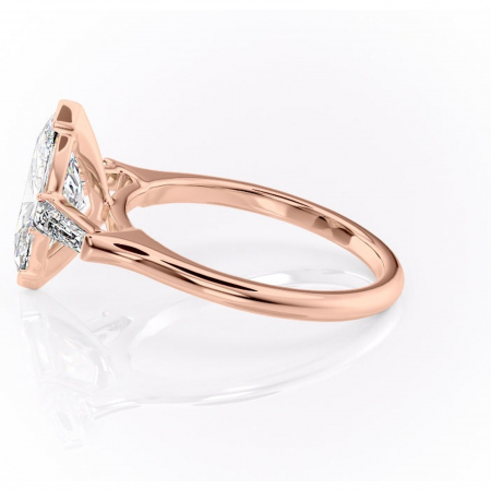 Inel de logodnă Lunaria din aur Rose 18kt cu moissanite tăietură marquise – Solitar rafinată pentru profil înalt | Personalizează și configurează gratuit online [5]