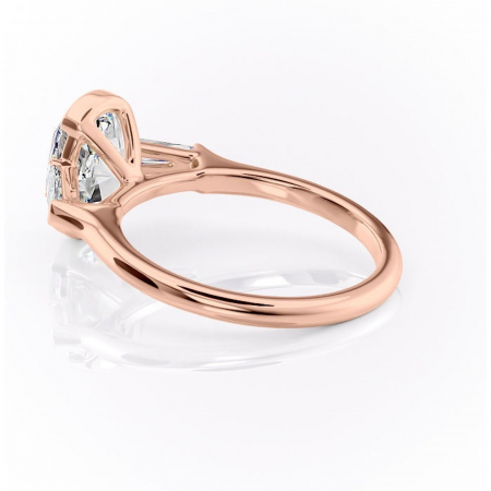 Inel de logodnă Lunaria din aur Rose 14kt cu moissanite tăietură ovală – Solitar rafinată pentru profil înalt | Personalizează și configurează gratuit online [4]