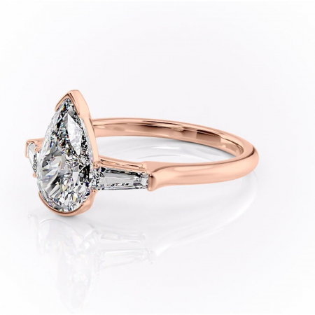 Inel de logodnă Lunaria din aur Rose 14kt cu moissanite tăietură pară – Solitar rafinată pentru profil înalt | Personalizează și configurează gratuit online [6]