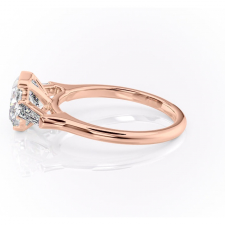 Inel de logodnă Lunaria din aur Rose 14kt cu moissanite tăietură pernă – Solitar rafinată pentru profil înalt | Personalizează și configurează gratuit online [5]