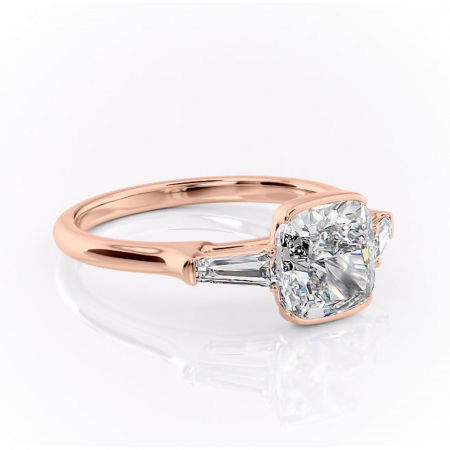 Aur roz - Inel de logodnă Lunaria din aur Rose 18kt cu moissanite tăietură pernă – Solitar rafinată pentru profil înalt | Personalizează și configurează gratuit online