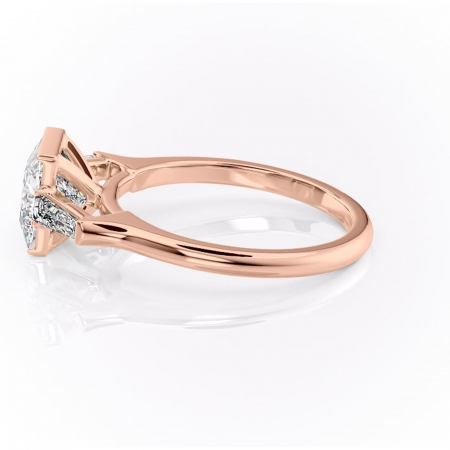Inel de logodnă Lunaria din aur Rose 14kt cu moissanite tăietură princess – Solitar rafinată pentru profil înalt | Personalizează și configurează gratuit online [5]