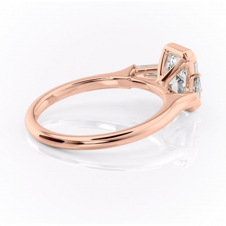 Inel de logodnă Lunaria din aur Rose 14kt cu moissanite tăietură radiantă – Solitar rafinată pentru profil înalt | Personalizează și configurează gratuit online [2]