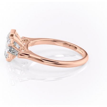 Inel de logodnă Lunaria din aur Rose 14kt cu moissanite tăietură radiantă – Solitar rafinată pentru profil înalt | Personalizează și configurează gratuit online [5]