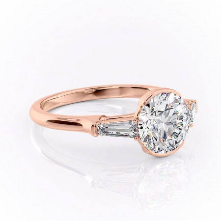 Aur roz - Inel de logodnă Lunaria din aur Rose 14kt cu moissanite tăietură rotundă – Solitar rafinată pentru profil înalt | Personalizează și configurează gratuit online