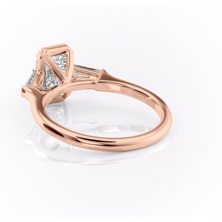 Inel de logodnă Lunaria din aur Rose 18kt cu moissanite tăietură smarald – Solitar rafinată pentru profil înalt | Personalizează și configurează gratuit online [3]