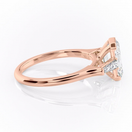 Inel de logodnă Lunaria din aur Rose 18kt cu moissanite tăietură smarald – Solitar rafinată pentru profil înalt | Personalizează și configurează gratuit online [1]