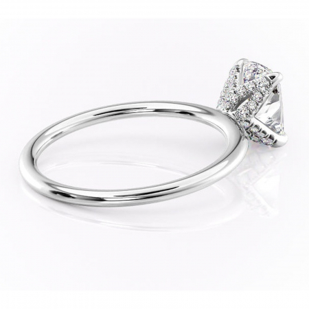 Inel de logodnă Lux din aur Alb 14kt cu moissanite tăietură pernă – Solitar rafinată pentru profil înalt | Personalizează și configurează gratuit online [2]