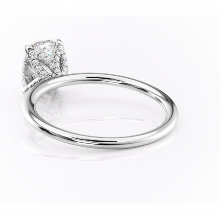 Inel de logodnă Lux din aur Alb 14kt cu moissanite tăietură pernă – Solitar rafinată pentru profil înalt | Personalizează și configurează gratuit online [3]
