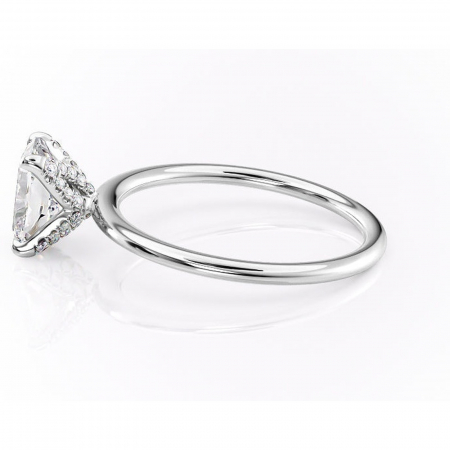 Inel de logodnă Lux din aur Alb 14kt cu moissanite tăietură pernă – Solitar rafinată pentru profil înalt | Personalizează și configurează gratuit online [5]