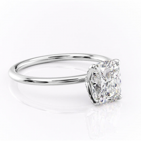 Pernă alungită - Inel de logodnă Lux din aur Alb 14kt cu moissanite tăietură pernă – Solitar rafinată pentru profil înalt | Personalizează și configurează gratuit online