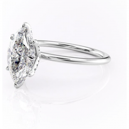 Inel de logodnă Lux din aur Alb 14kt cu moissanite tăietură marquise – Solitar rafinată pentru profil înalt | Personalizează și configurează gratuit online [6]