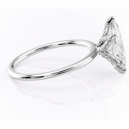 Inel de logodnă Lux din aur Alb 14kt cu moissanite tăietură marquise – Solitar rafinată pentru profil înalt | Personalizează și configurează gratuit online [1]