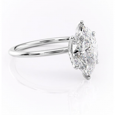 Marquise - Inel de logodnă Lux din aur Alb 14kt cu moissanite tăietură marquise – Solitar rafinată pentru profil înalt | Personalizează și configurează gratuit online