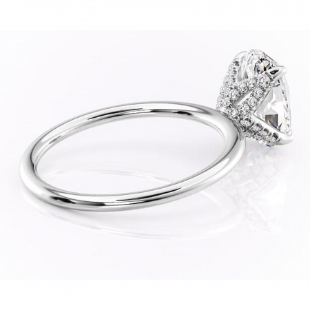 Inel de logodnă Lux din aur Alb 14kt cu moissanite tăietură ovală – Solitar rafinată pentru profil înalt | Personalizează și configurează gratuit online [2]