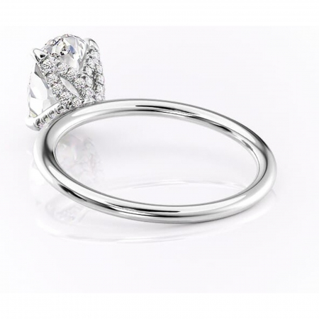 Inel de logodnă Lux din aur Alb 14kt cu moissanite tăietură ovală – Solitar rafinată pentru profil înalt | Personalizează și configurează gratuit online [3]