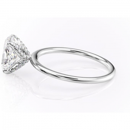 Inel de logodnă Lux din aur Alb 14kt cu moissanite tăietură ovală – Solitar rafinată pentru profil înalt | Personalizează și configurează gratuit online [5]