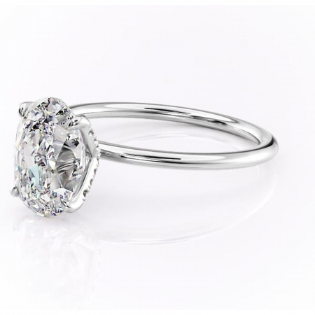Inel de logodnă Lux din aur Alb 14kt cu moissanite tăietură ovală – Solitar rafinată pentru profil înalt | Personalizează și configurează gratuit online [6]