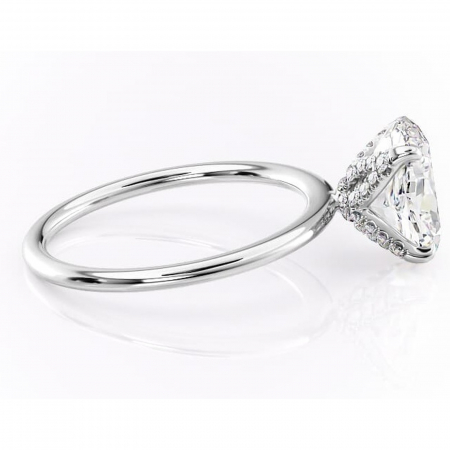 Inel de logodnă Lux din aur Alb 14kt cu moissanite tăietură ovală – Solitar rafinată pentru profil înalt | Personalizează și configurează gratuit online [1]