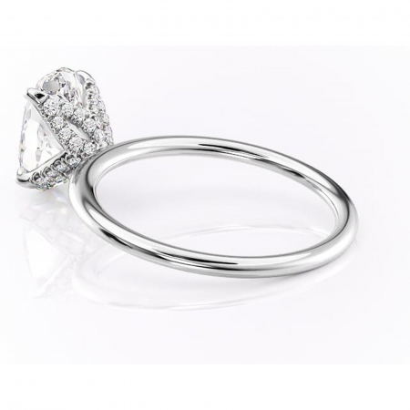 Inel de logodnă Lux din aur Alb 14kt cu moissanite tăietură ovală – Solitar rafinată pentru profil înalt | Personalizează și configurează gratuit online [4]