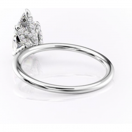 Inel de logodnă Lux din aur Alb 14kt cu moissanite tăietură pară – Solitar rafinată pentru profil înalt | Personalizează și configurează gratuit online [3]