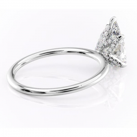 Inel de logodnă Lux din aur Alb 14kt cu moissanite tăietură pară – Solitar rafinată pentru profil înalt | Personalizează și configurează gratuit online [2]