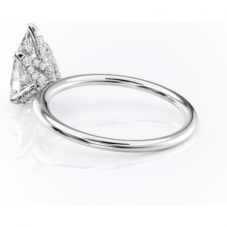 Inel de logodnă Lux din aur Alb 14kt cu moissanite tăietură pară – Solitar rafinată pentru profil înalt | Personalizează și configurează gratuit online [4]