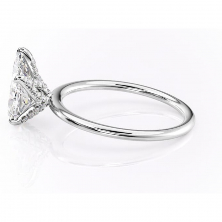 Inel de logodnă Lux din aur Alb 14kt cu moissanite tăietură pară – Solitar rafinată pentru profil înalt | Personalizează și configurează gratuit online [5]