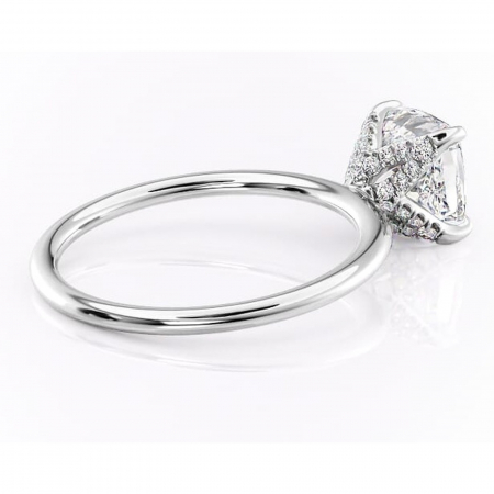 Inel de logodnă Lux din aur Alb 18kt cu moissanite tăietură pernă – Solitar rafinată pentru profil înalt | Personalizează și configurează gratuit online [2]