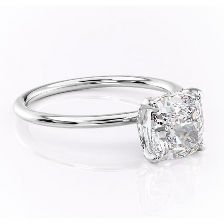 Pernă - Inel de logodnă Lux din aur Alb 14kt cu moissanite tăietură pernă – Solitar rafinată pentru profil înalt | Personalizează și configurează gratuit online