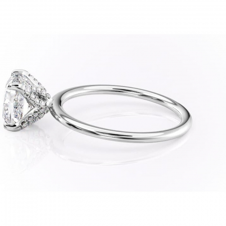 Inel de logodnă Lux din aur Alb 18kt cu moissanite tăietură pernă – Solitar rafinată pentru profil înalt | Personalizează și configurează gratuit online [5]