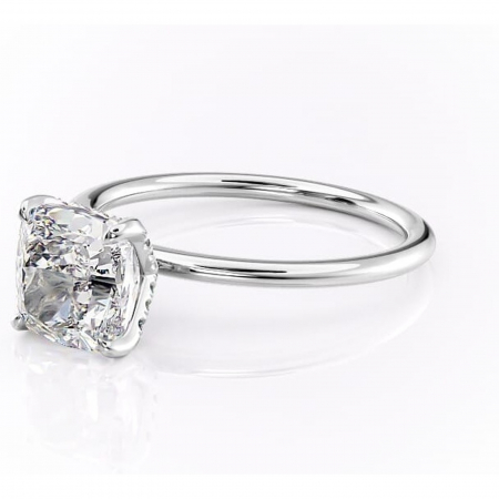 Inel de logodnă Lux din aur Alb 18kt cu moissanite tăietură pernă – Solitar rafinată pentru profil înalt | Personalizează și configurează gratuit online [6]