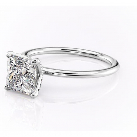 Inel de logodnă Lux din aur Alb 14kt cu moissanite tăietură princess – Solitar rafinată pentru profil înalt | Personalizează și configurează gratuit online [6]