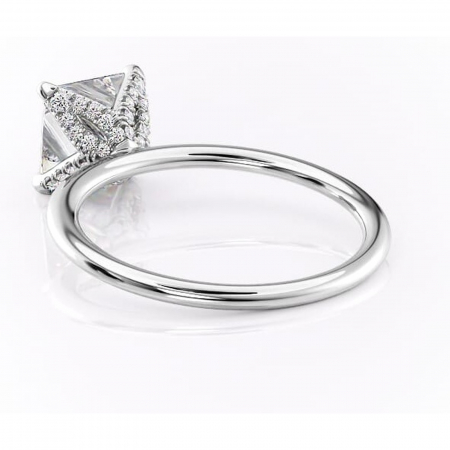 Inel de logodnă Lux din aur Alb 14kt cu moissanite tăietură princess – Solitar rafinată pentru profil înalt | Personalizează și configurează gratuit online [3]