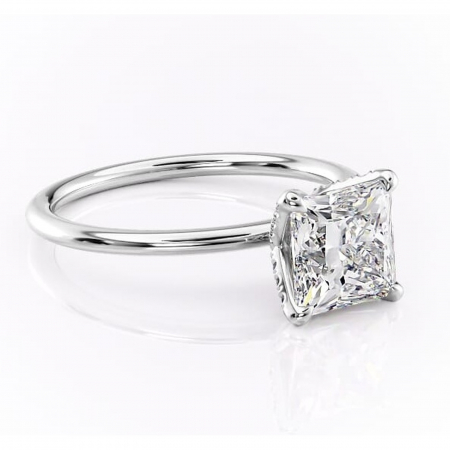 Princess - Inel de logodnă Lux din aur Alb 14kt cu moissanite tăietură princess – Solitar rafinată pentru profil înalt | Personalizează și configurează gratuit online