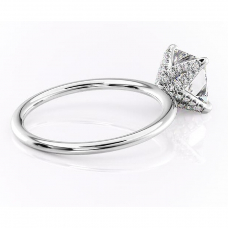 Inel de logodnă Lux din aur Alb 14kt cu moissanite tăietură princess – Solitar rafinată pentru profil înalt | Personalizează și configurează gratuit online [2]