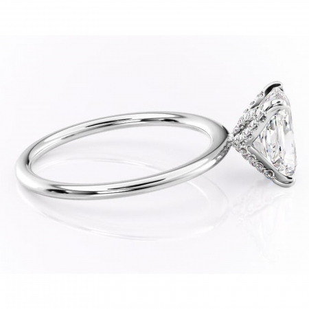 Inel de logodnă Lux din aur Alb 18kt cu moissanite tăietură radiantă – Solitar rafinată pentru profil înalt | Personalizează și configurează gratuit online [1]