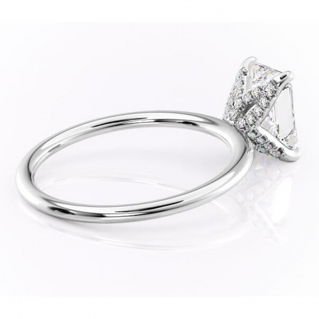 Inel de logodnă Lux din aur Alb 18kt cu moissanite tăietură radiantă – Solitar rafinată pentru profil înalt | Personalizează și configurează gratuit online [2]