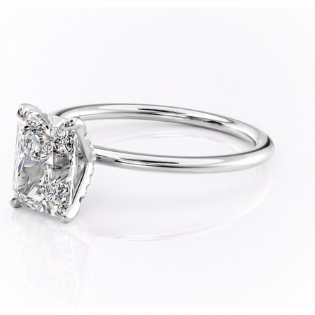 Inel de logodnă Lux din aur Alb 18kt cu moissanite tăietură radiantă – Solitar rafinată pentru profil înalt | Personalizează și configurează gratuit online [6]