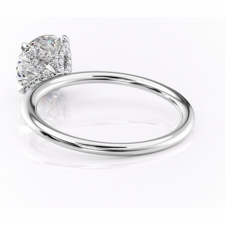 Inel de logodnă Lux din aur Alb 14kt cu moissanite tăietură rotundă – Solitar rafinată pentru profil înalt | Personalizează și configurează gratuit online [3]