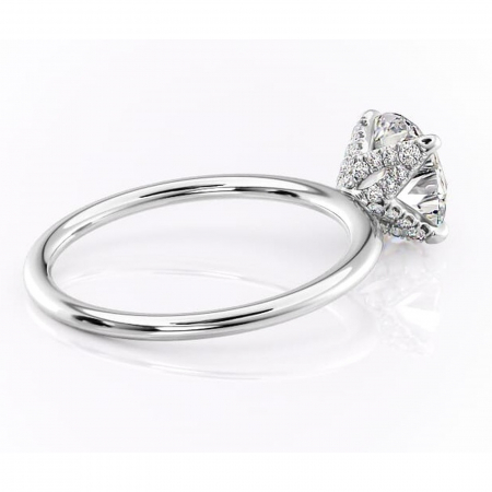 Inel de logodnă Lux din aur Alb 14kt cu moissanite tăietură rotundă – Solitar rafinată pentru profil înalt | Personalizează și configurează gratuit online [2]