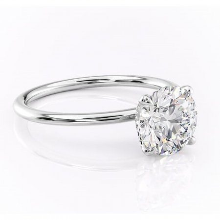 Aur alb - Inel de logodnă Lux din aur Alb 14kt cu moissanite tăietură rotundă – Solitar rafinată pentru profil înalt | Personalizează și configurează gratuit online