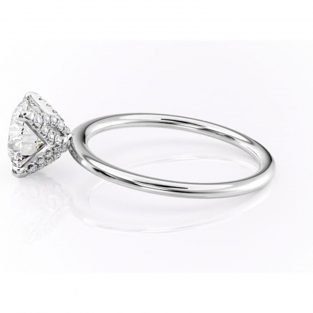 Inel de logodnă Lux din aur Alb 14kt cu moissanite tăietură rotundă – Solitar rafinată pentru profil înalt | Personalizează și configurează gratuit online [5]